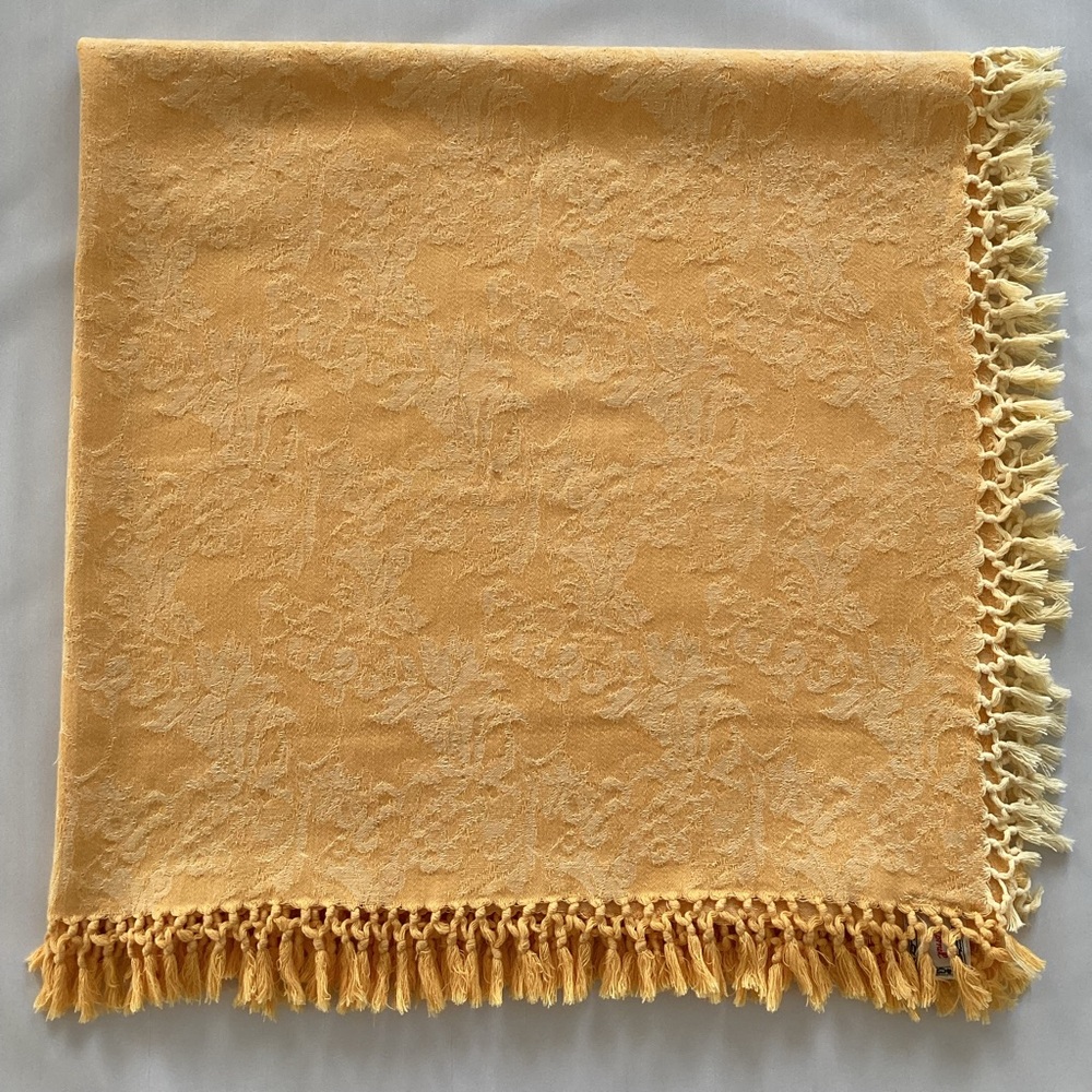 April Cornell Yellow Mustard Table Square with Tassels